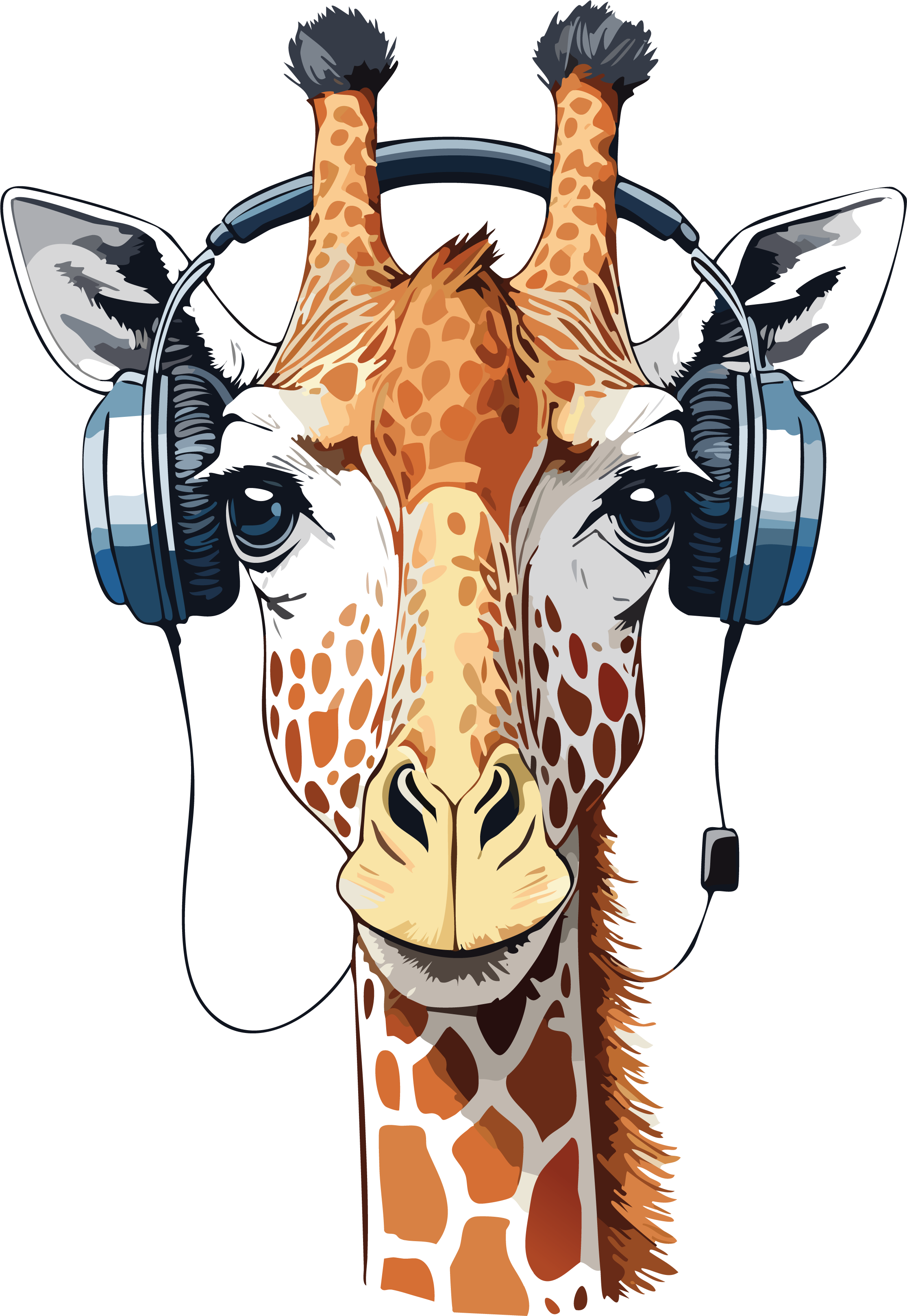 Giraffe headphones illustration